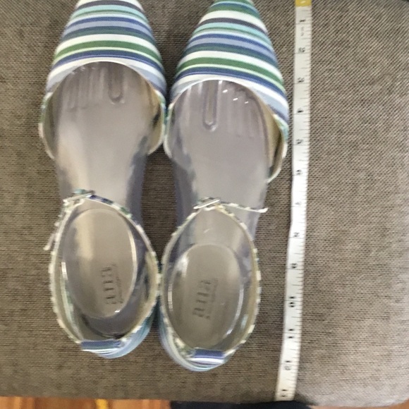 a.n.a. Anna Darell blue, white & green striped flats, size 11M - Picture 7 of 12